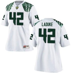 Womens-Jackson-LaDuke-Oregon-Ducks-Replica-White-Football-College-Jersey